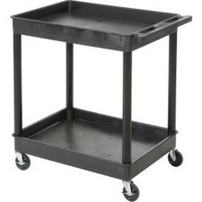 Luxor STC11 Tray Top Shelf 2 Shelf Plastic Utility Cart 24x18 4"" Casters Luxor