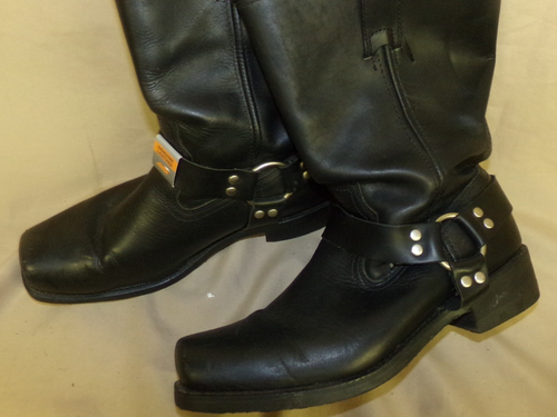 Avia schwarz Leder Biker Stiefel Schnalle Herren US Größe 12D - Bild 1 von 7
