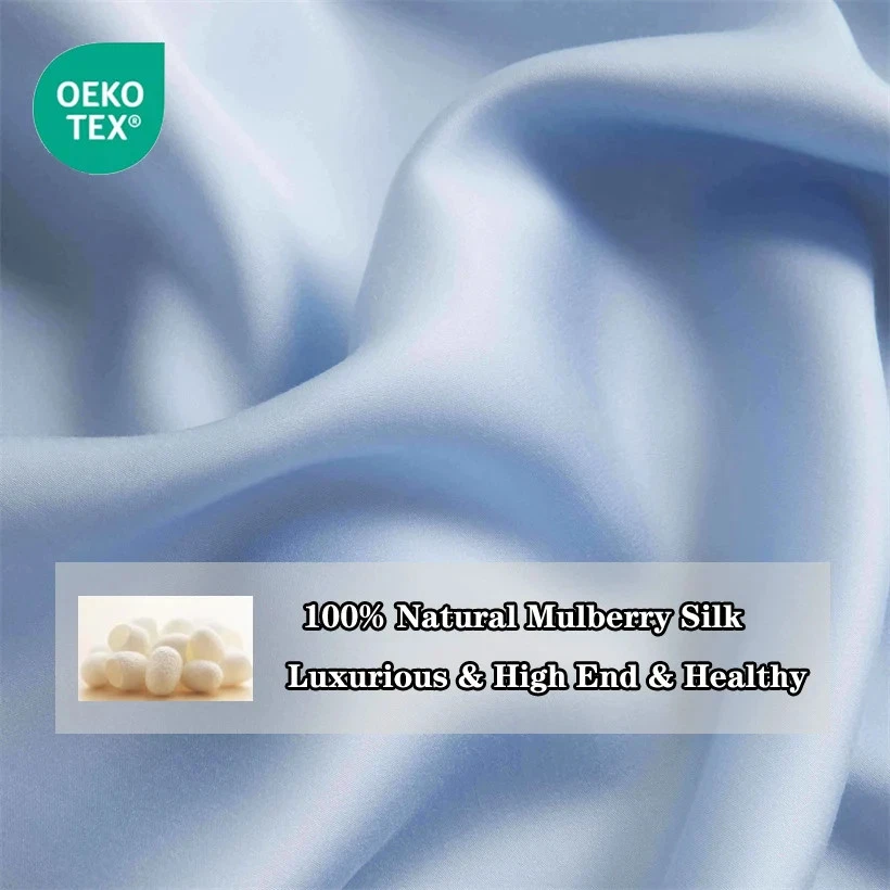 Sábana bajera lisa 100 % seda morera 1 pieza sábana bajera seda real ropa de cama Foto 2 de 4