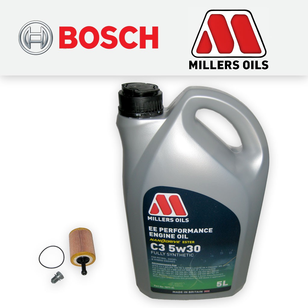 SERVICE KIT for AUDI A3 (8P) 1.9 TDI OIL FILTER +5L MILLERS EE OIL (2003-2012)