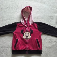 Vintage Disney Minnie Mouse Velour Zip Up Girls Jacket Hoodie Sz. 24 Months