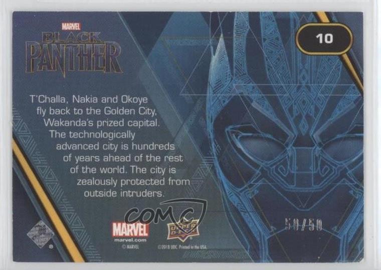 2018 Upper Deck Marvel Black Panther Indigo 50/50 Back to Wakanda #10 d8k thumbnail 2