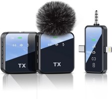 3 in1 Mini Microphone for iPhone/Android/Camera, Wireless Lavalier Microphone