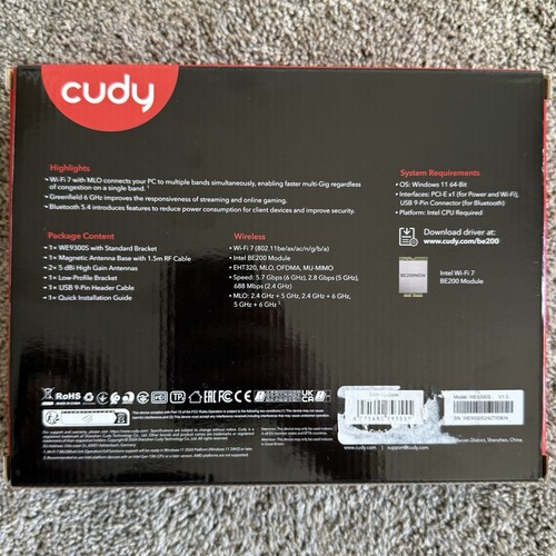 Cudy Scheda WiFi 7 WE9300S PCIe WiFi Per PC, Adattatore Wireless