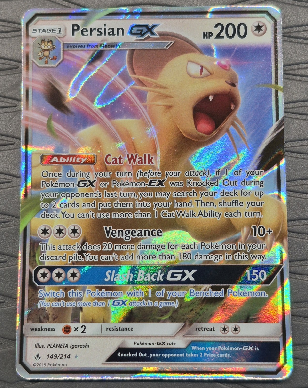 Persian GX 149/214 Unbroken Bonds Ultra Rare Holo Pokemon Card NM