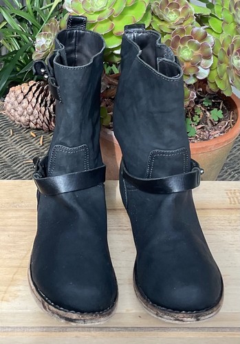 Rag & Bone Moto Boots Size Black Leather Mat Flat Ankle Boots Women US 9