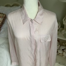 Giorgio Armani Silky Pink and White Blouse Size 44 US Size 10 Made In Italy VTG