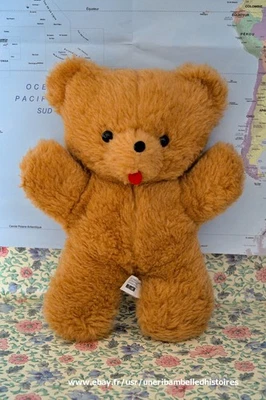 Peluche doudou ours ancien AJENA vintage 24 cm - Photo 1/4