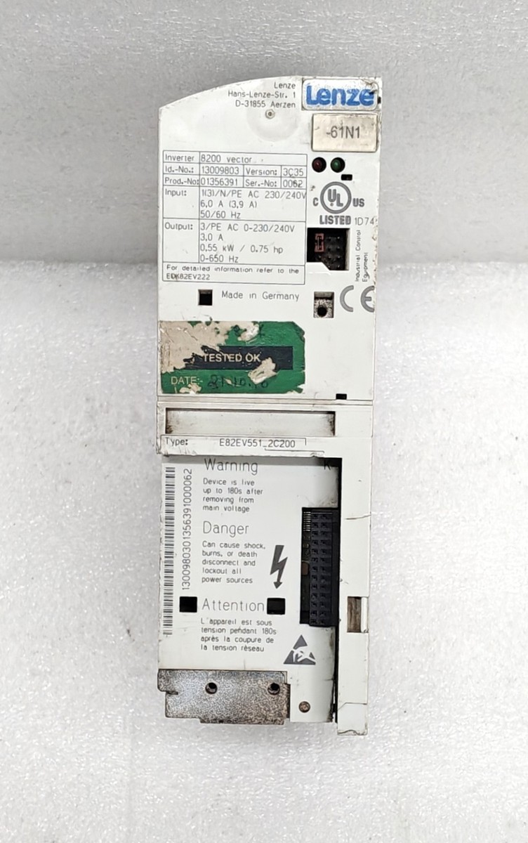 Lenze 8200 Vector E82EV551_2C200 Inverter Drive 0.55 KW / 0.75 HP