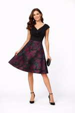 Adrianna Papell Black and Purple Floral Asymmetrical Dress Women’s Size 6
