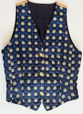 Apriori by Escada Blue & Gold Women's Vest,Vintage,three buttons,made in Poland