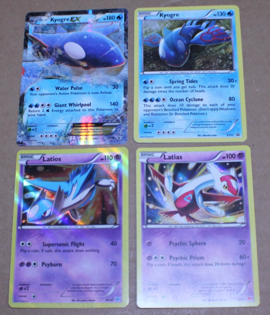 HP / Pokemon Card Lot 4 Kyogre EX XY41, Kyogre XY51, Latios & Latias 30/30 Holo