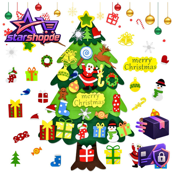 Filz Weihnachtsbaum 3,28Ft DIY Mit 27 Filzornamenten FüR Weihnachten Deko-image