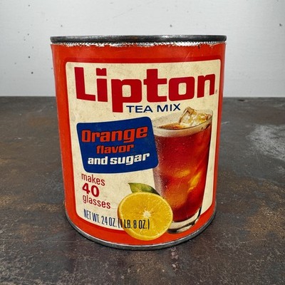 Vtg c.1980s LIPTON Tea Mix ORANGE FLAVOR 24 oz Container EMPTY Advertising