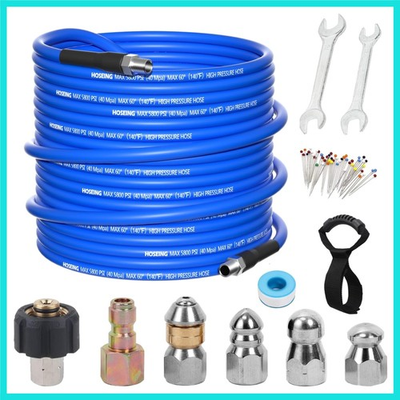 #ad 50FT Pressure Washer Sewer Jetter Kit 5800 PSI Water Jet Drain Cleaner Hose ... $60.25