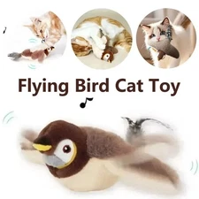 USB Interactive Flying Bird Toy for Pets Simulation New Indoor Sparrow Plush Toy