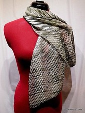 Gray Forest Green Sheen Chiffon Floral Print Neck Shawl Scarf Wrap 52 x 12