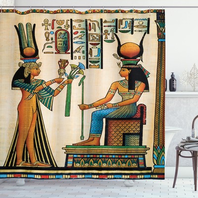 Old Egyptian Papyrus Queen Nefertari Empire Artwork Print Shower Curtain Set