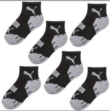 Puma Boys Ultimate Training Half Terry Socks - 6-Pack, Quarter Crew Size 7-8.5