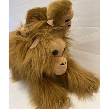 E J Classic Orangutan Plush With Baby Stuffed Animal Ape Toy Monkey Safari Decor