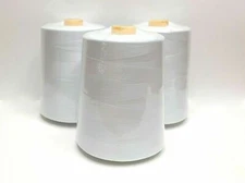 3 pcs .All Purpose Polyester Sewing Thread, 10,000 yards Each , Tex 27, White