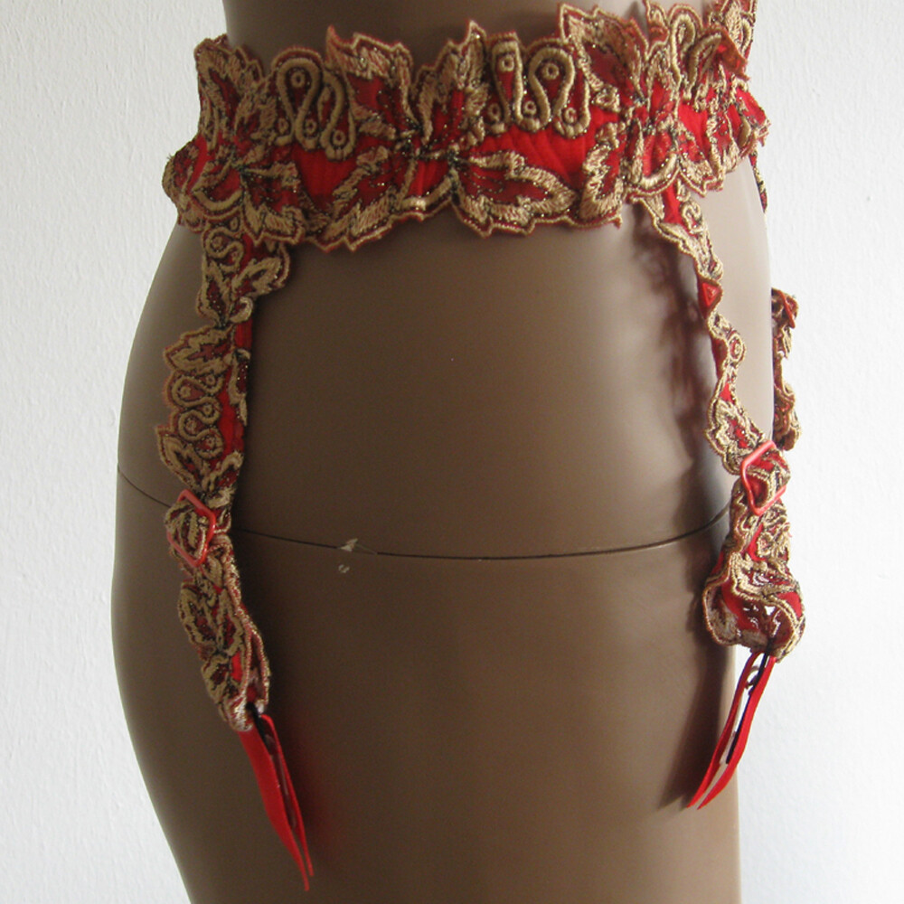 Garter Tanzgürtel Suspender Belt Millesia Diamant Oriental Red/Gold 38