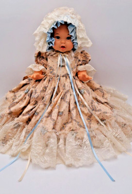 Ideal Toy Corp Hollis NY 16  Baby Doll Full Skirt Outfit Bloomers Hat VTG 1973