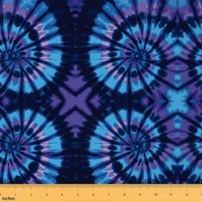 Boho Swirls Tie Dye Fabric - Purple Blue Spiral Hippie Watercolor Upholstery & Q