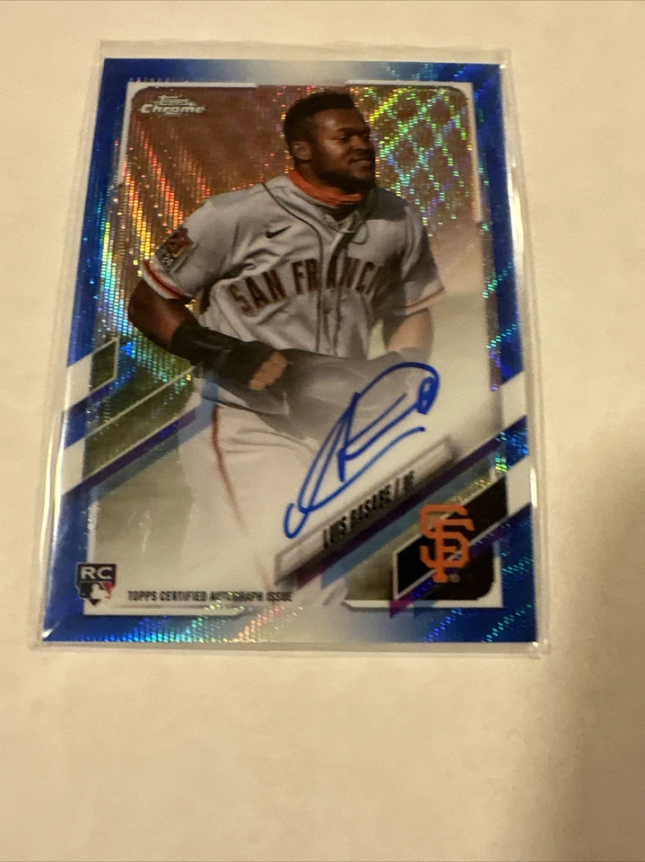 2021 Topps Chrome Rookie Blue Wave Auto #RA-LB Luis Basabe 58/150 Giants RC - Image 2 of 4