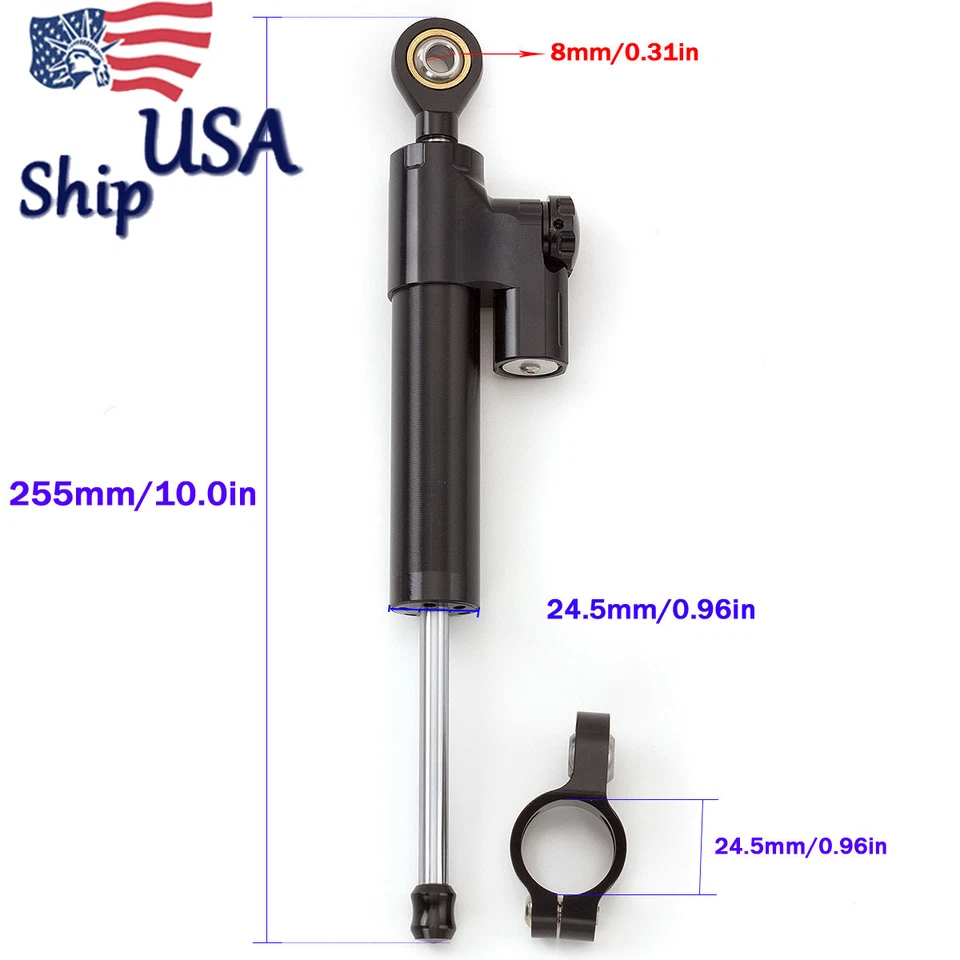 Amortiguador estabilizador de dirección ajustable lineal EE. UU. para DUCATI BMW SUZUKI KAWASAKI Foto 3 de 4