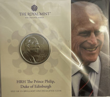 2021 &pound;5 -HRH PHILIP D OF E - FIVE POUNDS BU - BRILLIANT UNCIRCULATED COIN PACK