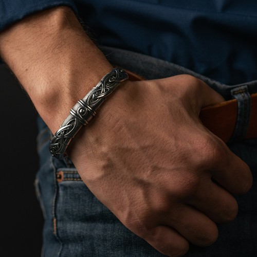WIKINGERARMBAND WOLFSKOPF NORDISCHES METALLBAND NORDISCHER ARM RING WIKINGERSCHMUCK - Bild 7 von 9