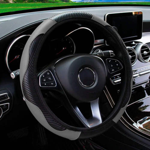 PU Carbon Fiber Leather Car Steering Wheel Cover without Inner Ring Suitable for - Picture 30 of 32