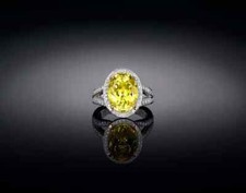 Genuine Oval Shape Canary 7.15CT Citrine With Sparkling White CZ Halo Party Ring