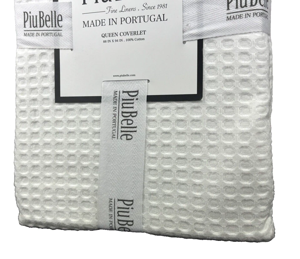 PiuBelle Queen 床罩毯 床罩 华夫格纹理 100% 棉 白色 — 第 4/4 张图片