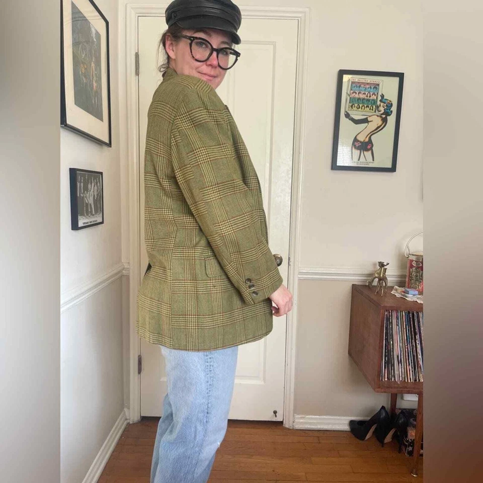 50s-60s Vintage Richman Brothers Green Plaid Sport Coat - Image 2 of 4