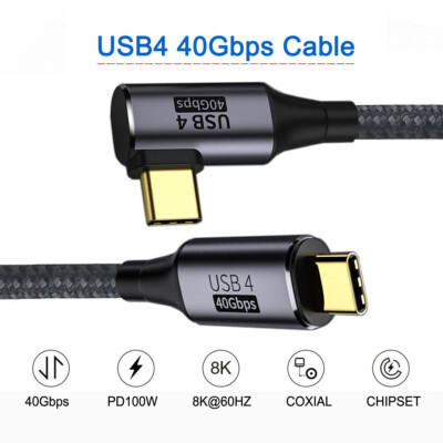 NFHK USB4 TYPE-C USB-C USB4.0 Compatible with Thunderbolt3/4 Angled USB4 Cable