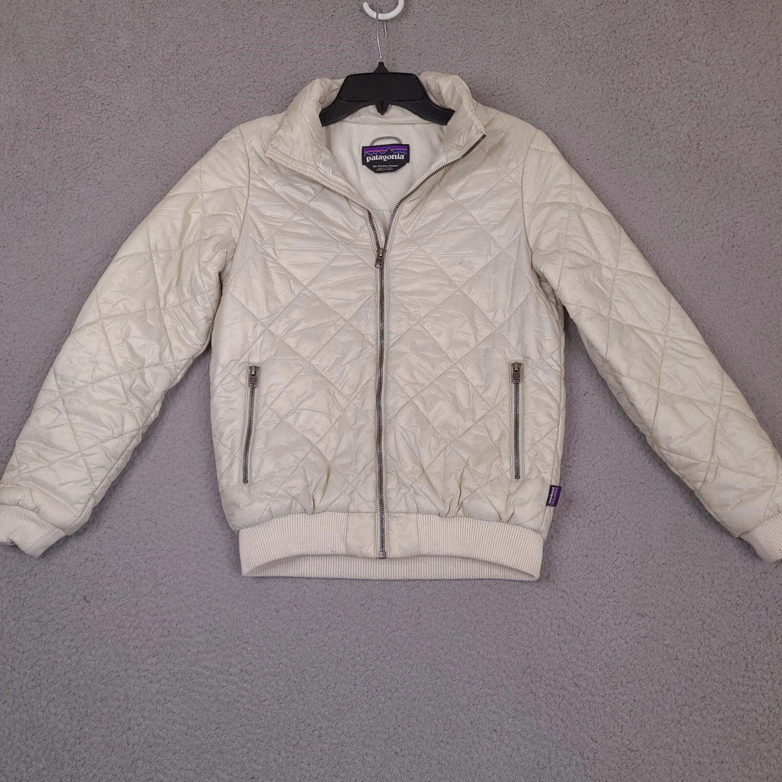 OFF WHITE Patagonia Prow Bomber Giacca Donna XS Avorio Off White Tampone Trapuntato 28106