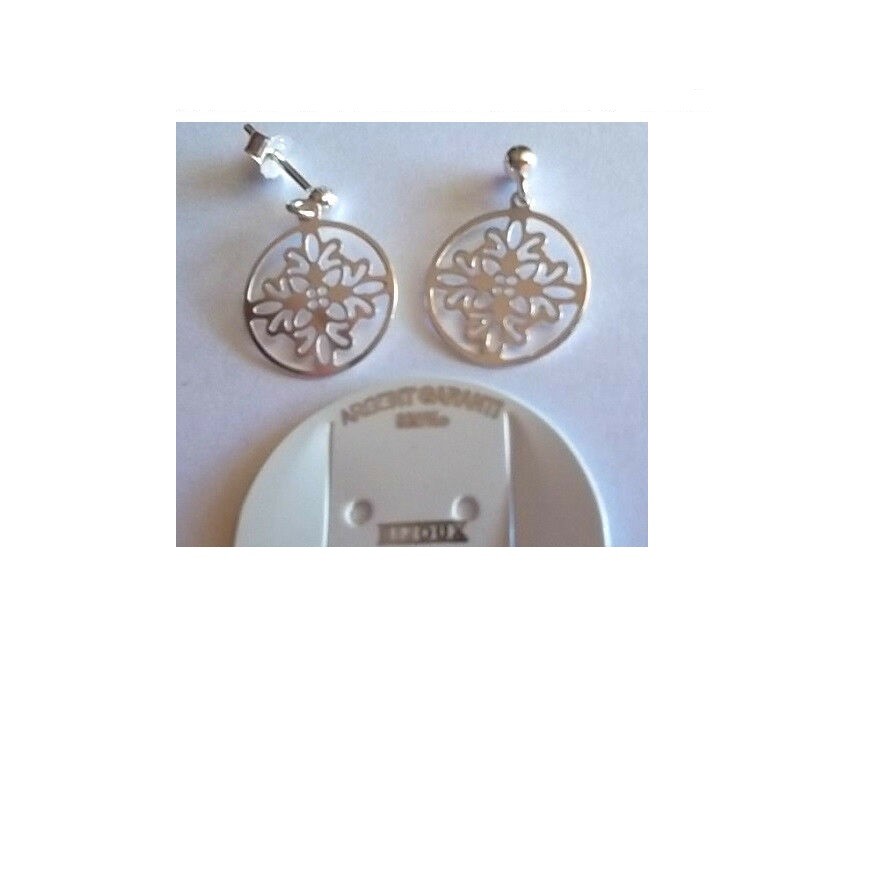 Boucles d'oreilles pendantes ronds ciselés - Argent massif 925 - 10x20mm