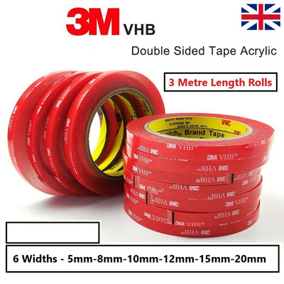 3M VHB DOPPELSEITIG BANDROLLE STARK SELBSTKLEBEND KLEBEBAND ACRYLGRAU
