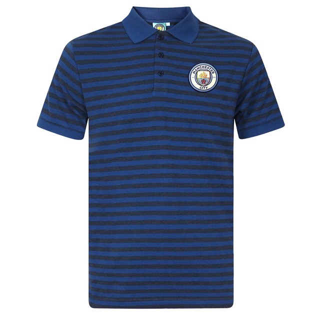 Manchester City Football Club Official Soccer Gift Mens Striped Polo