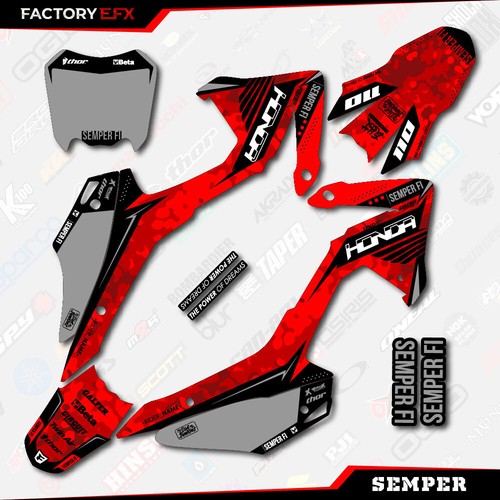 Red Crf110 Semper Racing Graphics kit fits Honda 2013-2018 Decal Sticker 13-18 - Picture 6 of 8