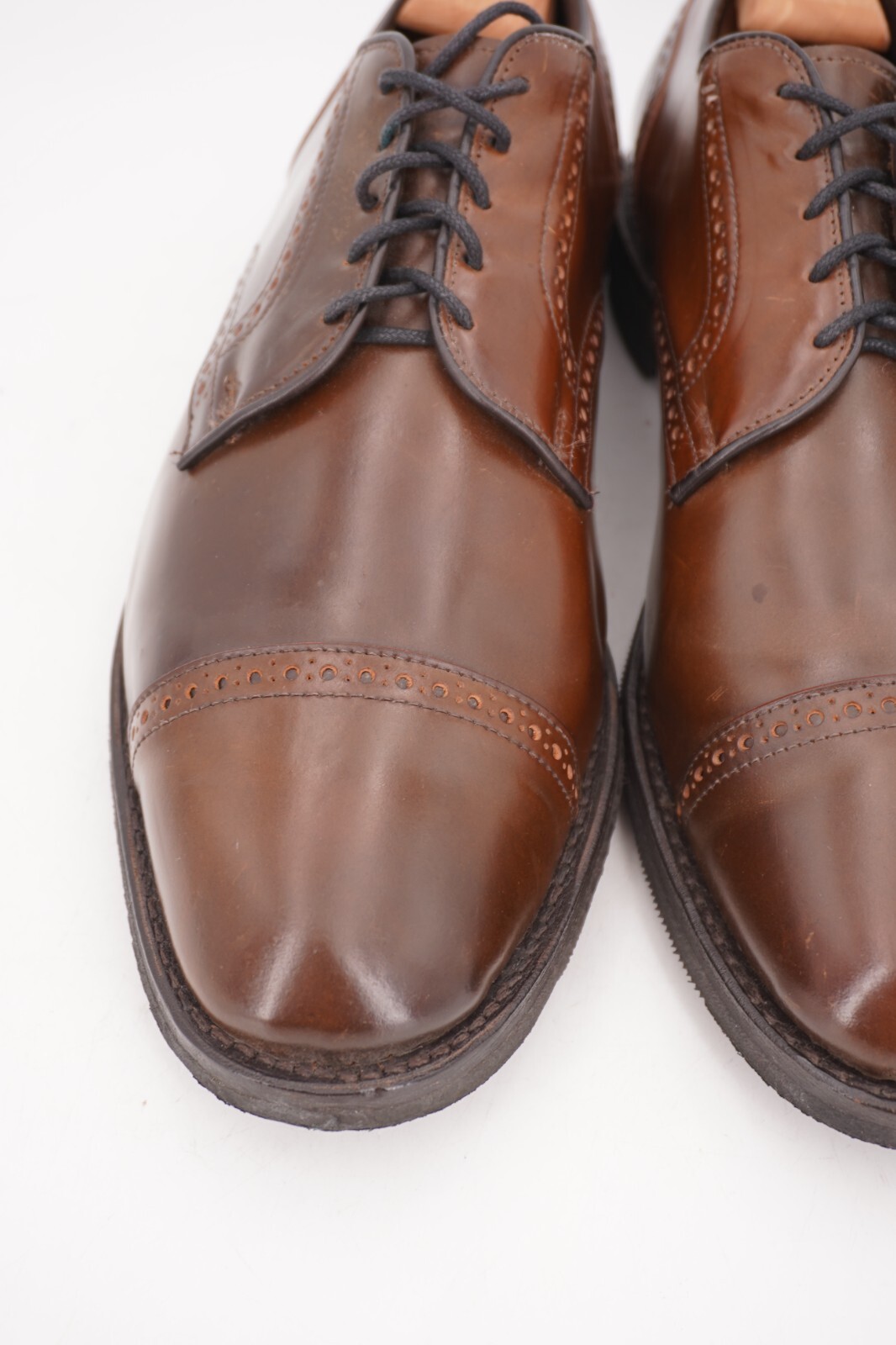 $845 | ALLEN EDMONDS BENTON 15 D CAP TOE BLUCHER BROWN CIGAR SHELL CORDOVAN image 8