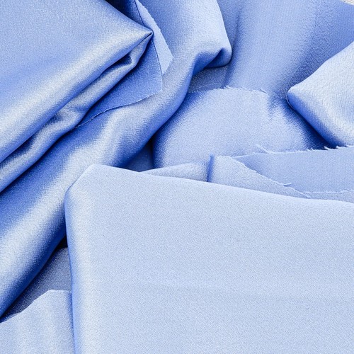Lot of Fabric Remnants - Light Periwinkle Blue Satin/Charmeuse, 10 Pieces - Picture 4 of 10