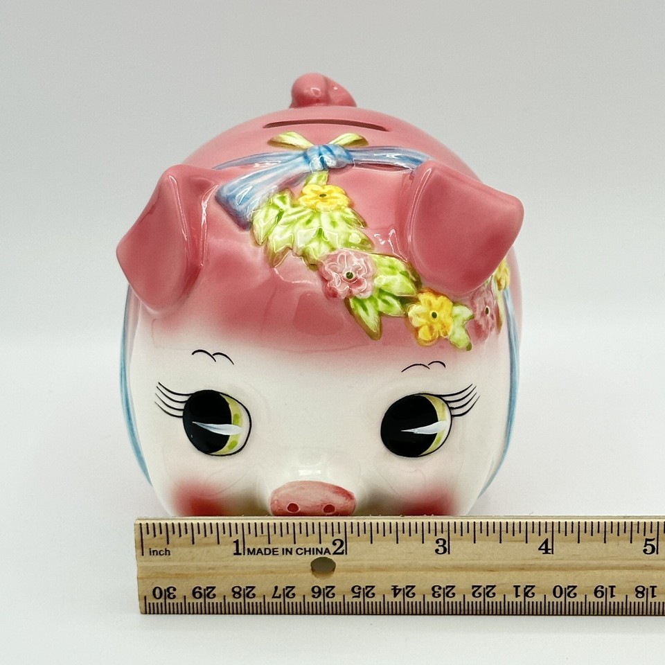 Vintage Piggy Bank Ceramic Hand Painted Kato Kogei Original Sticker eBay