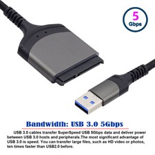 Cablecy SSD SATA 22 Pin Cable for 2.5" Hard Disk Driver 5Gbps USB 3.0 Type-A to