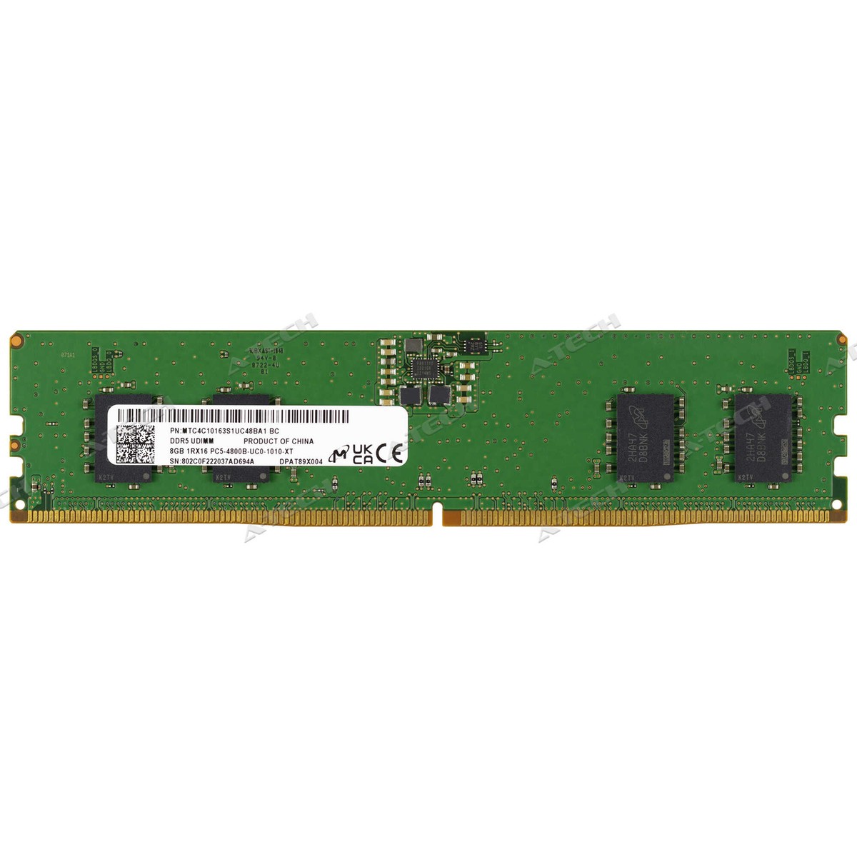 Micron 8GB 1Rx16 PC5-4800 DIMM DDR5-38400 288-Pin Non-ECC Desktop