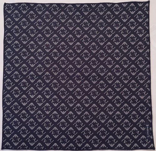 VINTAGE AUTHENTIC ARMANI JEANS BLUE COTTON BLEND 13" SQUARE POCKET SMALL SCARF