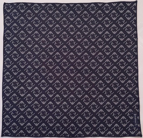 VINTAGE AUTHENTIC ARMANI JEANS BLUE COTTON BLEND 13" SQUARE POCKET SMALL SCARF  - Afbeelding 1 van 4