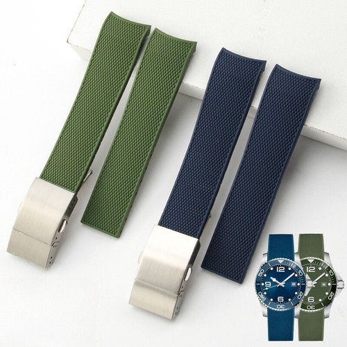 Weiches Silikon Kautschuk Uhrenarmband Armband Bogen 21 mm wasserdicht passend für Longines Comcast - Bild 1 von 16